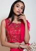 Pink Embroidered Top Palazzo With Draped Dupatta