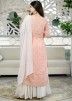 Sequins Embroidered Peach Readymade Kurta With Palazzo