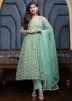 Readymade Green Anarkali Suit With Sequins Work