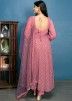 Pink Sequined Readymade Georgette Anarkali Suit 