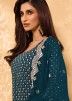 Blue Embroidered Pakistani Sharara Suit In Georgette