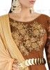 Brown Embroidered Asymmetric Flared Pant Suit