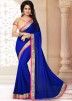 Indian Blue Georgette Saree With Patch Border USA