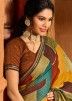 Multicolor Printed Chiffon Saree With Blouse