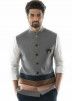 Readymade Grey Panaled Nehru Jacket For Men