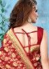 Red Floral Woven Art Banarasi Silk Bridal Saree