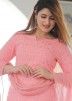 Pink Readymade Chikankari Embroidered Pant Suit