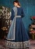 Blue Embroidered Anarkali Salwar Suit With Dupatta