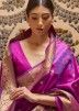 Purple Art Silk Woven Saree With Blouse
