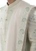 White Silk Embroidered Kurta Pajama Set With Stole