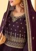 Embroidered Purple Georgette Pakistani Sharara Suit