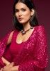 Magenta Georgette Saree With Sequins Embroidery