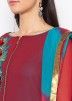 Maroon Readymade Embroidered Suit Set