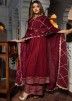 Readymade Maroon Laced Anarkali Style Palazzo Suit