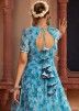 Blue Readymade Anarkali Suit In Floral Print