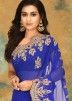 Blue Hand Embroidered Georgette Saree With Blouse