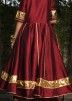 Maroon Readymade Laced Anarkali Style Suit