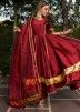 Maroon Readymade Laced Anarkali Style Suit
