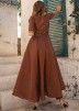 Readymade Brown Cotton Silk Angrakha Style Suit