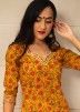 Readymade Yellow Pant Suit Set In Block Print