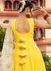 Yellow Readymade Anarkali Suit With Printed Dupatta