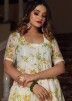White Floral Printed Readymade Anarkali Suit