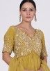 Yellow Readymade Embroidered Anarkali Style Suit