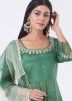 Green Readymade Embellished AnarkalI Salwar Suit