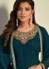 Green Georgette Palazzo Suit With Resham Work