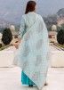 Blue Printed Readymade Sharara Style Suit