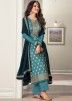 Blue Pant Salwar Suit In Woven Design