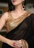 Black Sequined Georgette Saree For Cocktail