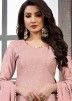 Sequins Embroidered Pink Sharara Suit In Chiffon