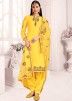 Yellow Salwar Suit With Floral Net Dupatta