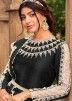 Black Stone Embellished Anarkali Suit In Art Silk
