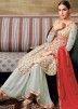Off White Embroidered Gharara Suit Set In Georgette