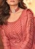 Shamita Shetty Peach Embroidered Abaya Style Salwar Suit