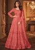 Shamita Shetty Peach Embroidered Abaya Style Salwar Suit