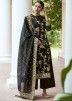 Black Palazzo Suit With Embroidered Organza Dupatta