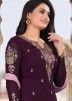 Purple Embroidered Sharara Suit In Georgette