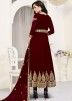 Embroidered Anarkali Style Suit In Maroon