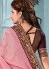 Resham Embroidered Pink Saree With Heavy Blouse