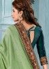 Heavy Embroidered Blouse With Green Silk Saree