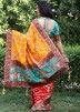 Red And Yellow Half N Half Saree With Blouse