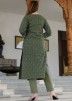 Green Readymade Angrakha Style Cotton Suit