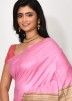 Pink Silk Saree With Printed Pallu