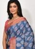 Blue Handloom Saree In Tussar Silk