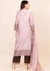Readymade Pink Floral Block Printed Suit In Chanderi