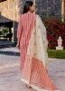 Readymade Peach Hand Block Printed Suit With Dupatta
