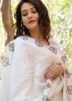 White Readymade Jacket Style Suit With Dupatta
